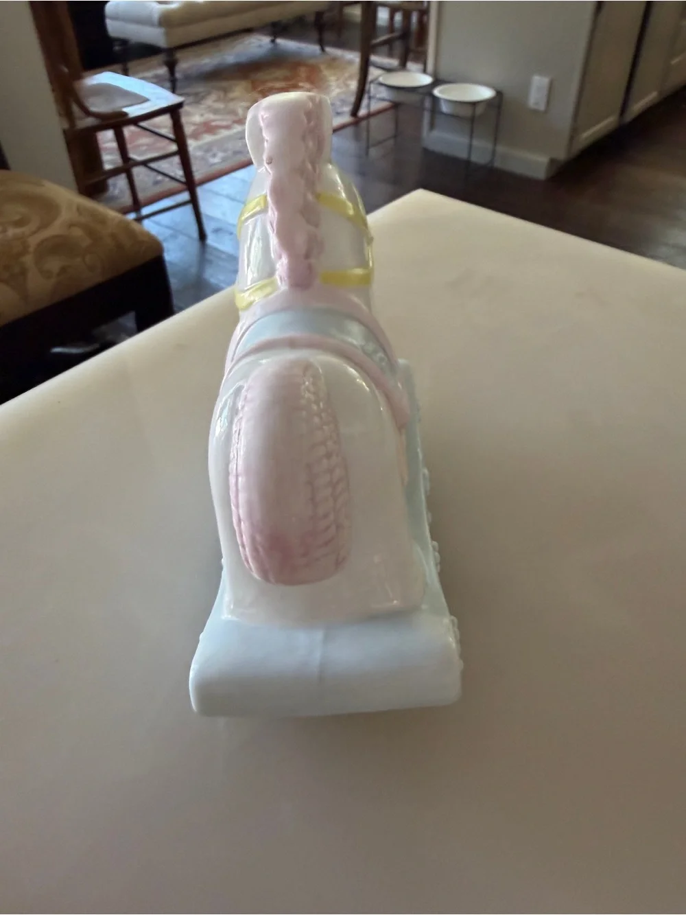 Enesco Ceramic Rocking Horse Night Light in White with Pink Accents